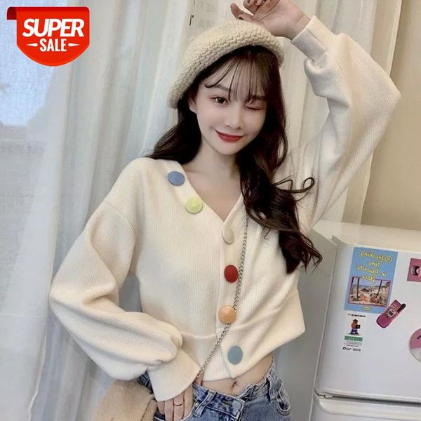 

plus size knitted sweater women's 200 kg fat sister 2020 autumn new pure color ins trendy v-neck slimming knit sweater #bp4l, White