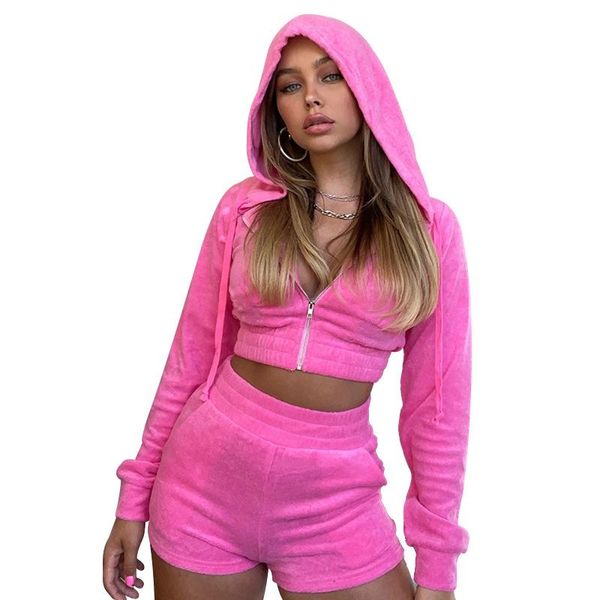 

women's tracksuits autumn summer pink casual women two piece set crop and pants solid tracksuit zipper hoodie outfits 2, Gray
