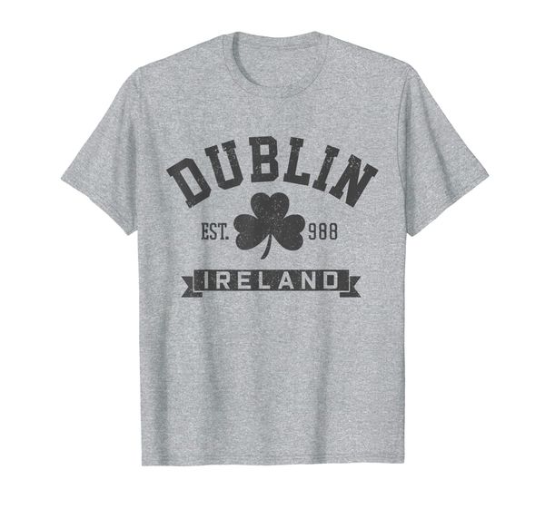 

dublin ireland est 988 clover leaf shamrock st. patricks day t-shirt, White;black