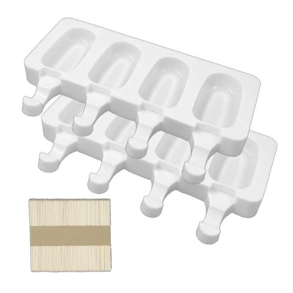 

baking moulds ice cream mold 4-hole small pudding environmentally friendly and non-toxic silicone with 50 sticks