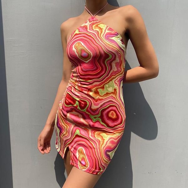 

casual dresses women party summer sleeveless backless halter neck print short elegant mini off shoulder beach bodycon strap dress, Black;gray
