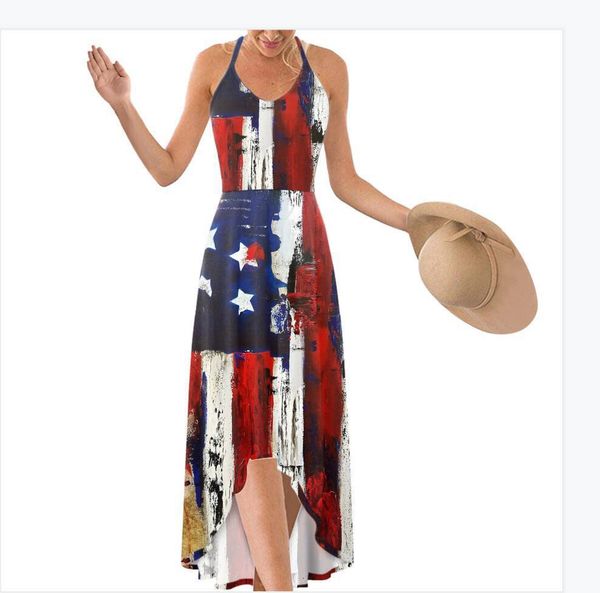 

2021 maxi s printed v-neck irregular bohemian suspender s, Black;gray