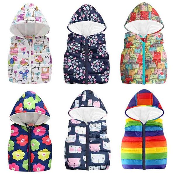 

autumn winter girls vests children's cotton warm coat baby boy dinosaur hooded waistcoat kids cartoon cute outerwear clothing 210818, Camo