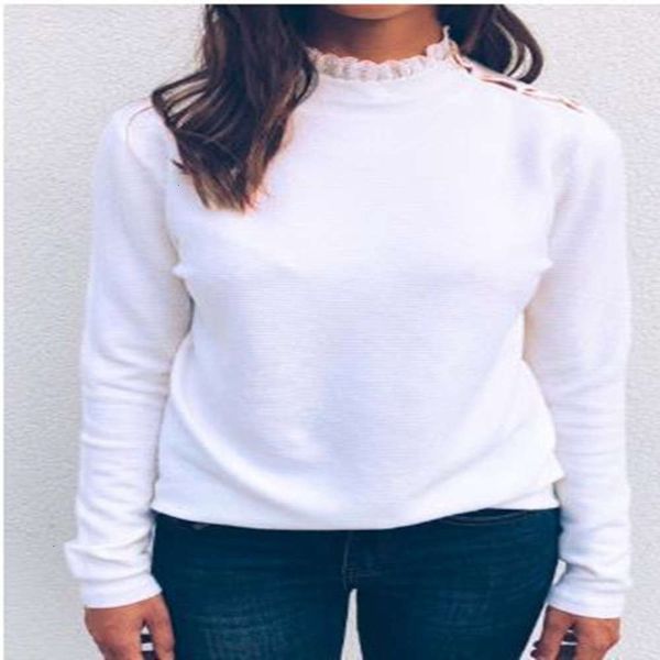 

2020 new high collar long sleeve bottomed t-shirt, White