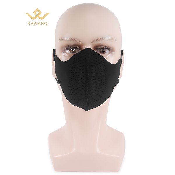 

facemask dustproof neoprene rubber mask valveless cycling windshield respirator to protect respiratory tract for men and women, Black