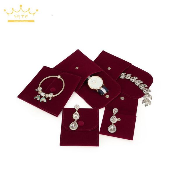 

jewelry pouches, bags luxury portable packaging bag snap superior soft velvet gift bracelet necklace earrings ring storage pouch all sizes, Pink;blue