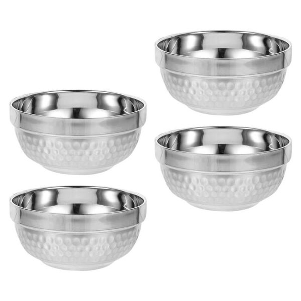 

bowls 4pcs home kitchen simple soup salad serving (silver)