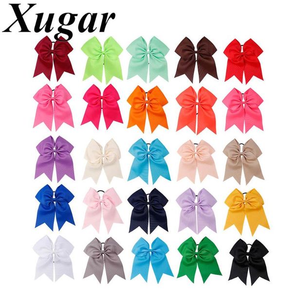 

hair accessories 25 colors big ribbon bows with elastic bands for kids girls ponytail candy color bowknot ropes ties, Slivery;white