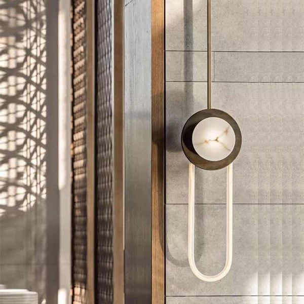 

nordic luxury living room background wall lamp personalized design l club lobby creative marble bedroom bedside lamp