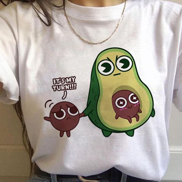 

women harajuku kawaii avocado funny women t shirts ullzang 90s t shirt graphic cute grunge tshirt korean style top, White