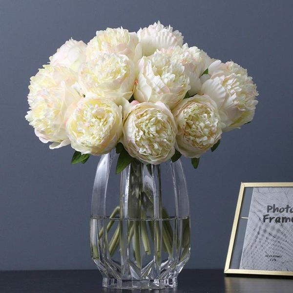 

decorative flowers & wreaths 1 bouquet 5 heads peony artificial faux silk fake for home wedding decor
