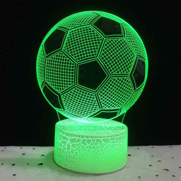 

crack football night export led creative 3d acrylic battery seven color touch remote control desk lamp