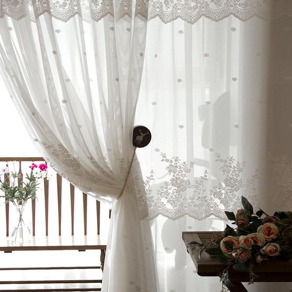 

korean lace embroidery window curtain yarn custom american bed curtain living room bedroom yarn home decoration