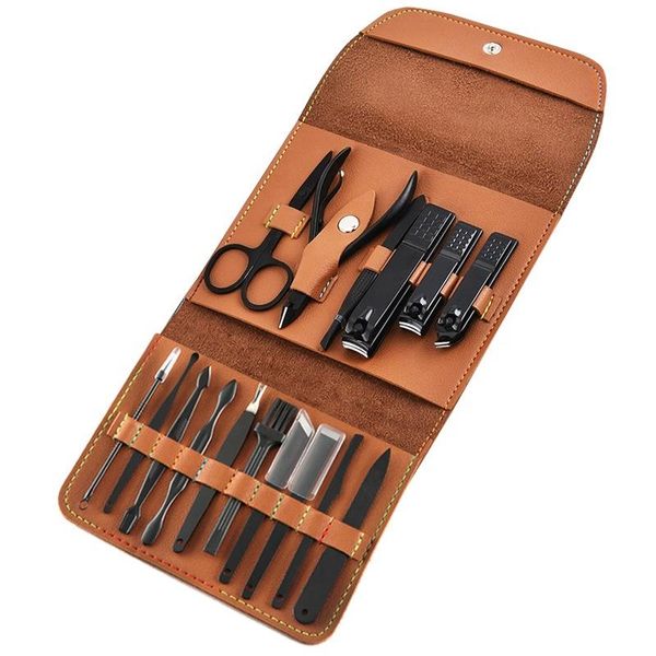 

nail art kits 16 pcs clipper pu+carbon steel pedicure manicure set kit professional