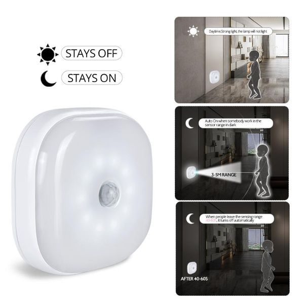 

foxanon under cabinet light pir motion sensor lamp wireless smart led puck night light for warbrobe closet stair bedroom kitchen