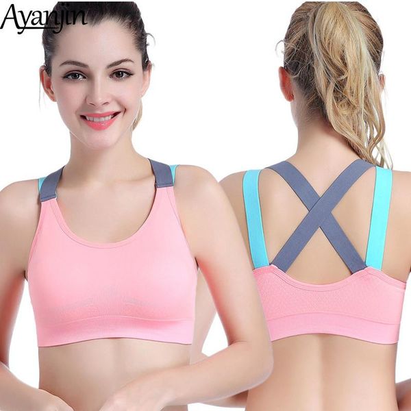

lovely push up sports bra for women cross straps wireless padded comfy gym bra yoga underwear active wear workout fitness top, White;black