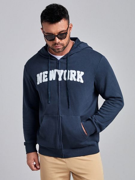 

extended sizes men letter patched kangaroo pocket sweatshirt f8wj#, Black