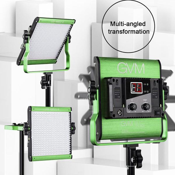 

flash heads gvm 480ls 29w 480 led baeds video panel light dimmable 2300~6800k cri97+ professional tv sudio pographic shooting lighting