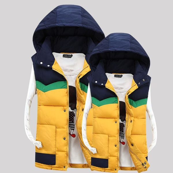 

men's vests nice autumn winter hooded vest men casual slim warm women sleeveless jacket coat youths mens man, Black;white