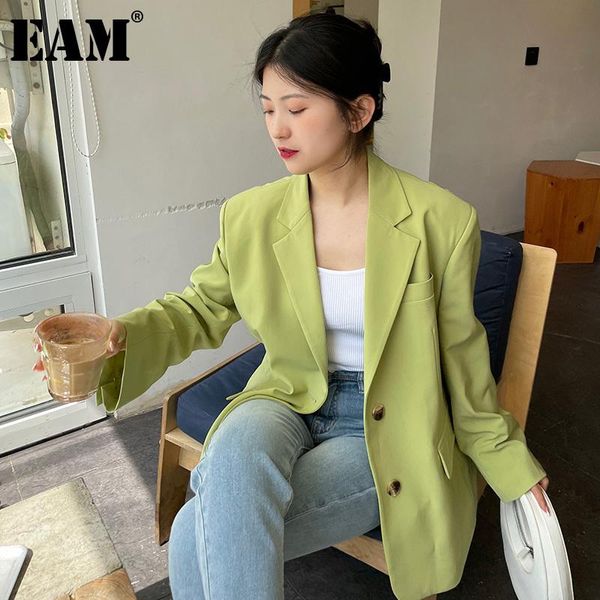 

women's suits & blazers [eam] women green brief big size casual blazer lapel long sleeve loose fit jacket fashion tide spring autumn 20, White;black