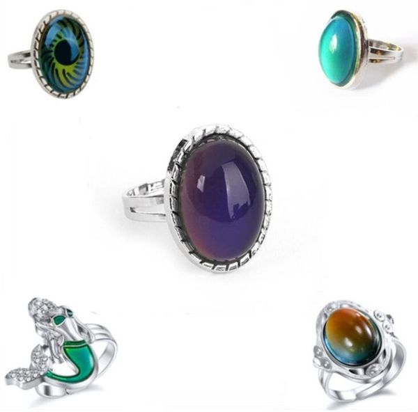 

mermaid color changing mood ring emotional warmth rings birthday present gift, Silver