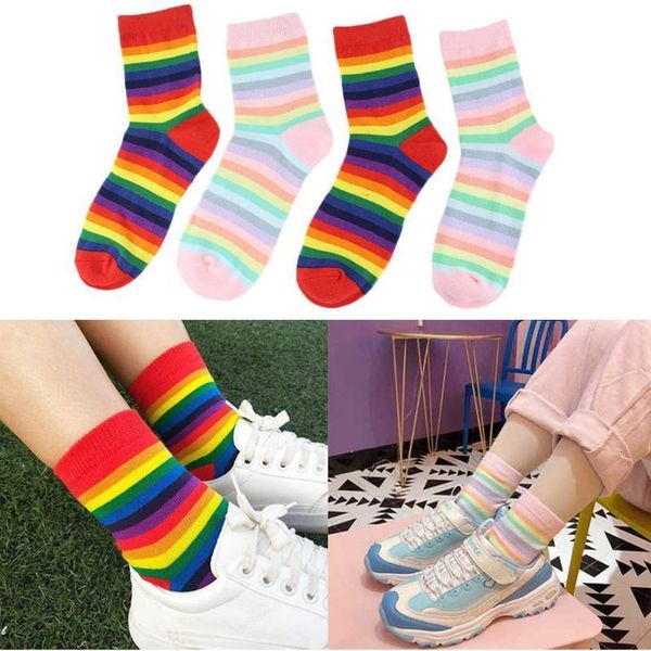 

japanese women girls long crew ice raiow colorful strings socks, Black;white