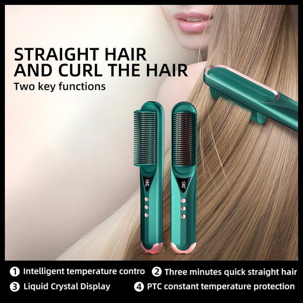 

electric hair brushes multifunctional straightener led display straighting curling iron professional straightening brush curler comb