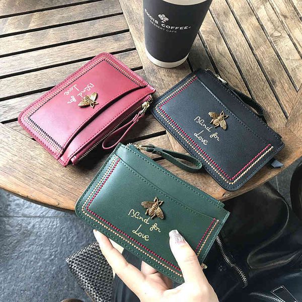

70% off design handbag leather zero wallet ultra thin mini wallet women's short small exquisite 2021 new fashion t7au, Red;black