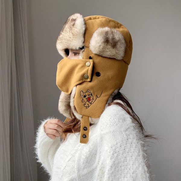 

berets faux fur women ushanka hat winter warm cartoon lovely fluffy cap outdoor cycling ear protectors frog hats bonnet ski mask, Blue;gray