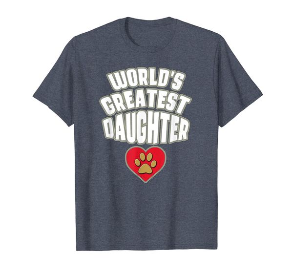

world's greatest daughter heart dog cat pet paw t shirt, White;black