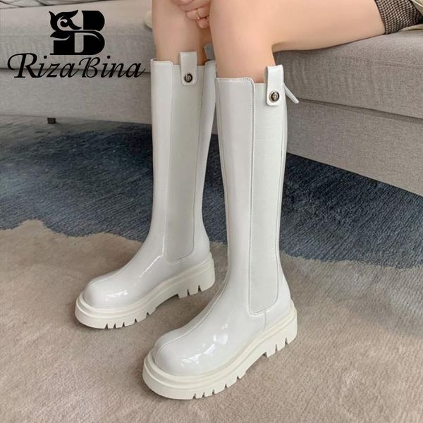

boots rizabina size 33-40 knee high for women platform thick bottom winter long concise fashion party female footwear, Black