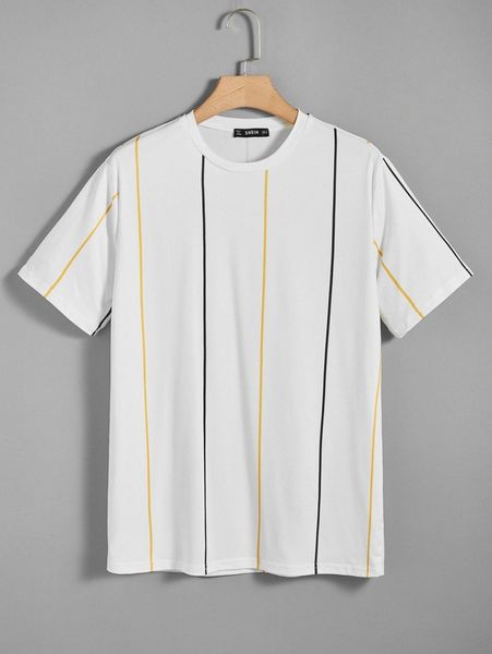 

men striped tee p10l#, White;black