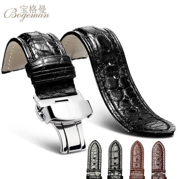 

watch bands real alligator strap genuine leather for men or women accessories 22mm 18mm 20mm24mm 16mm, Black;brown