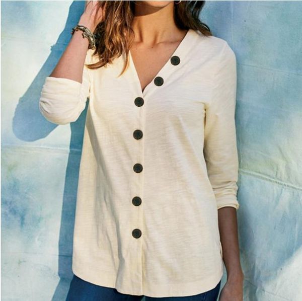 

women's blouses & shirts shirt blouse fashion 2021 autumn winter large size women casual v neck ladies loose floral print tunic, White