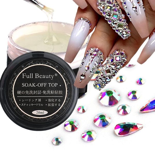 

nail art kits professional super sticky glue adhesive uv gel polish for rhinestone crystal diy decor no wipe coat manicure nt1823