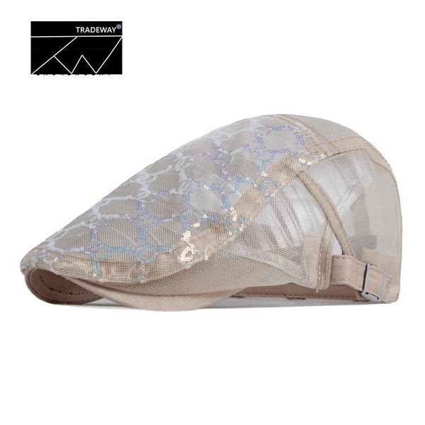 

berets hat female summer hollow mesh breathable korean edition color sined duck british vintage beret 2021, Blue;gray