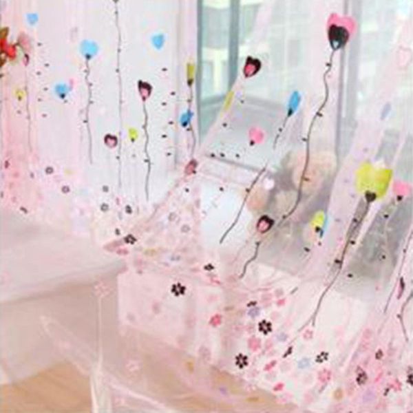 

curtain & drapes romantic 1 piece panel balloon floral voile room door wall decor