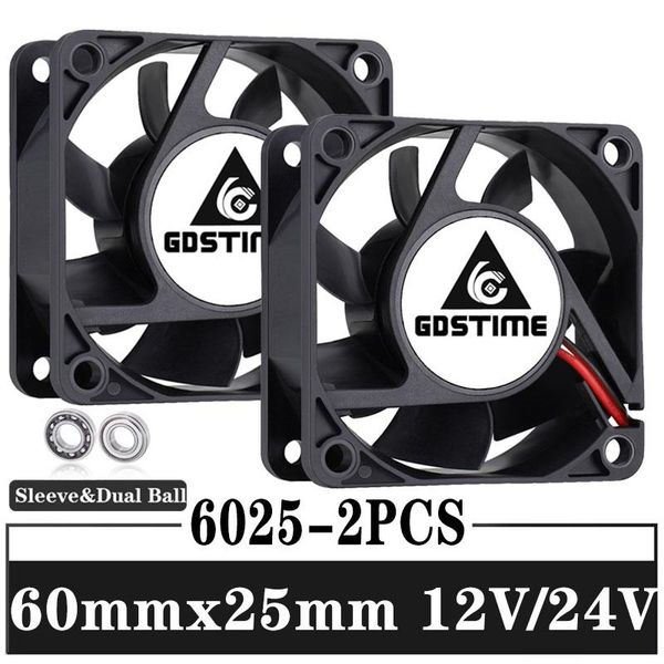 

fans & coolings 2pcs gdstime 60mm 60x60x25mm dc 12v 24v 6cm cooler 6025 pc lapcomputer ball bearing brushless cooling axial fan