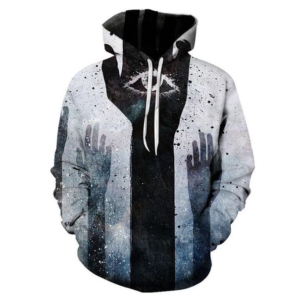 

men's hoodies & sweatshirts 2021 for men and women 3d print harajuku clothing hooded daily autumn mens personalized handprint sweatshir, Black