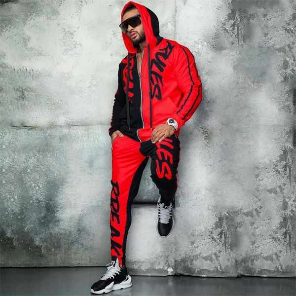 

2 casual tracksuit men pieces sets hooded sweatshirts spring autumn zipper outerwear men's clothes pullover hoodies pants suit, Gray