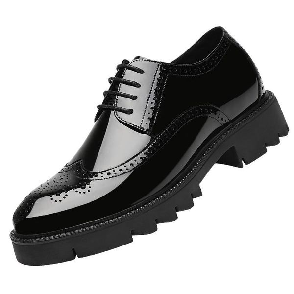 

dress shoes high heel 8/10cm gentleman carve brogue men formal patent leather size 37 mens black man sapatos oxford