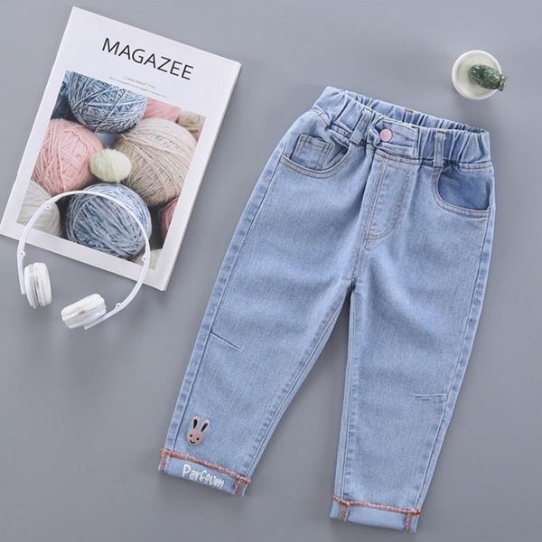 

children's clothing girls jeans spring autumn denim pants fashion 1-7t toddler kids casual trousers wild loose children jeans, Blue