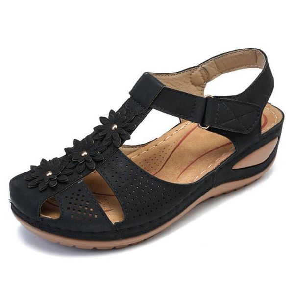 

women sandals plus size 44 wedges shoes woman heels chaussures femme soft bottom platform gladiator casual, Black