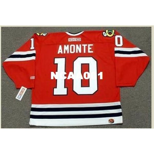 

001s #10 tony amonte chicago blackhawks 2001 ccm hockey jersey or custom any name or number retro jersey, Black