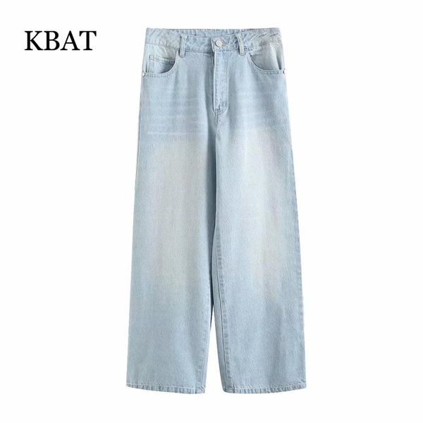 

women's jeans kbat women pants 2021 spring vintage high-waisted woman denim trousers simple loose fashion harajuku casual, Blue