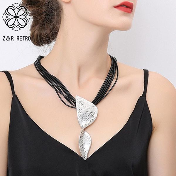 

pendant necklaces vintage big statement twisted suspension pendants chokers necklace 2021 fashion costume jewelry for women goth unusual thi, Silver