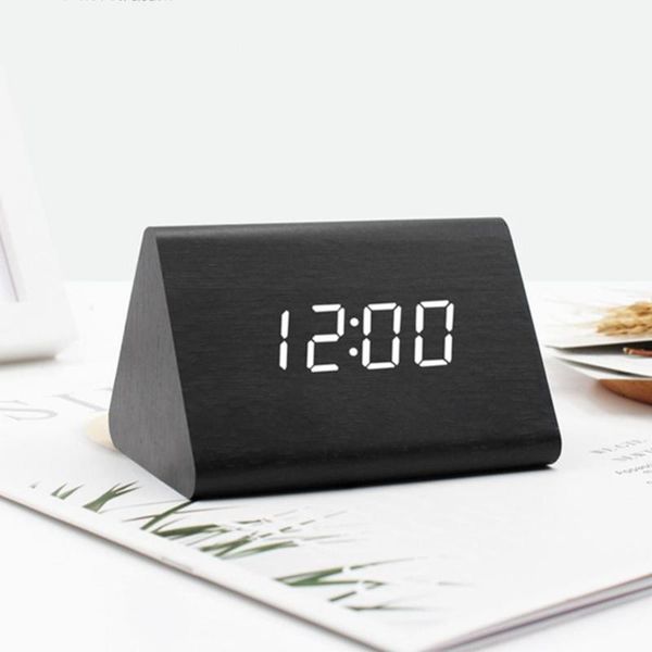 

other clocks & accessories deskdecor sound control usb rechargeable led digital wooden alarm clock for home decoration office table kids