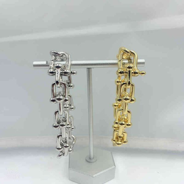 

1:1 s925 sterling sier thick u-shape trendy bracelet women original brand jewelry valentine gift, Golden;silver