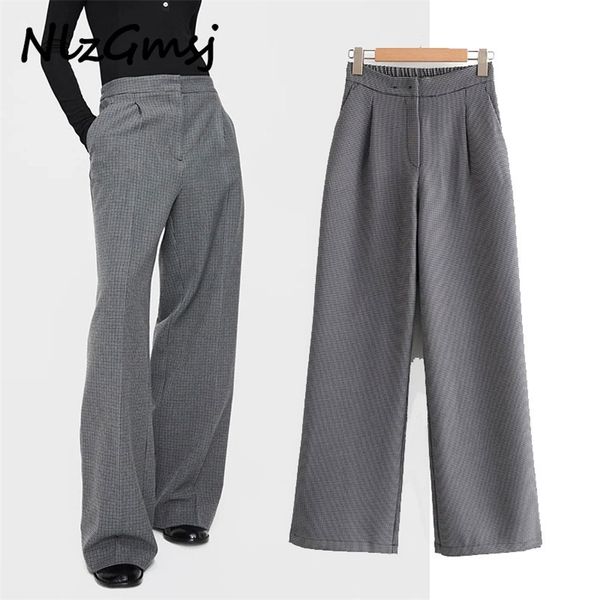 

pant women plaid pattern plus suit pants trousers strethy waist office lady pantalon 210628, Black;white