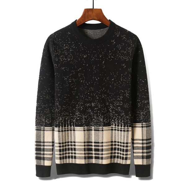 

2021 europe luxury designer man o-neck simple high-grade mens sweaters long sleves knits color matching graffiti polka dot printing jumper, White;black